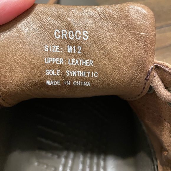 Crocs All Terrain Axle Men’s 12 Brown Leather Duck Boat Lace Clogs Comfy Shoes - Picture 10 of 10